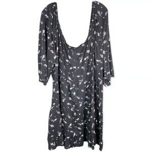 Rue21 Plus Sz 4X Dress Floral Black Off Shoulder Knee Length A Line Smocked